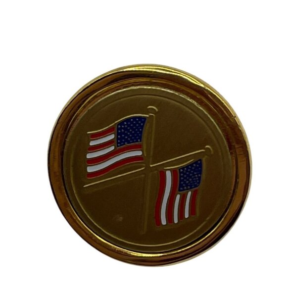 Vintage Gold Tone American Flag Set Of 3 Enamel Lapel Pins With Patriotic Design - Picture 4 of 11